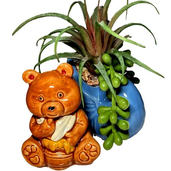 Vtg 1950's Set of (3) Honey Bear Salt & Pepper Shakers & Toothpick Holder - Picture 3 of 9